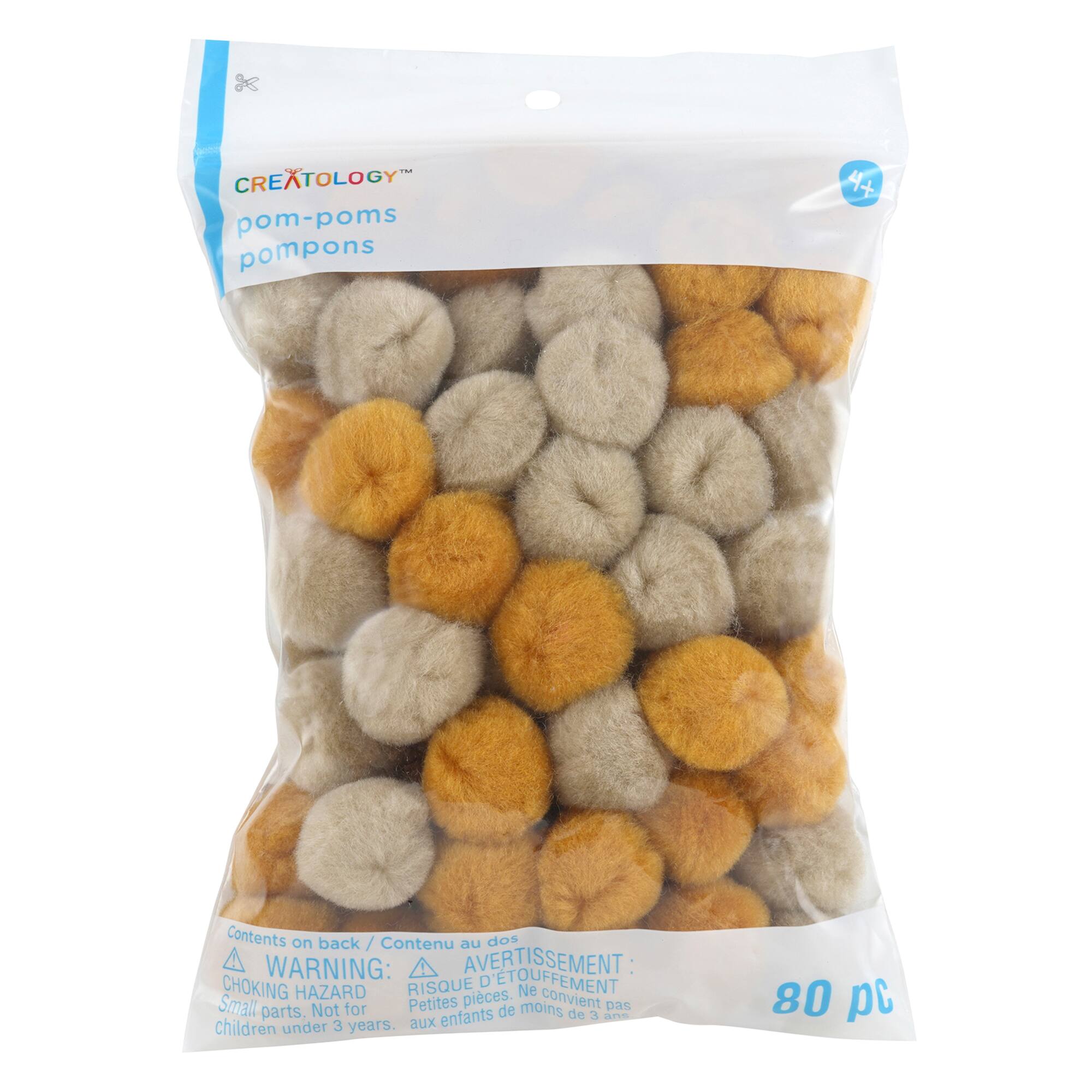 Mixed Brown Pom Poms by Creatology™, 80ct.